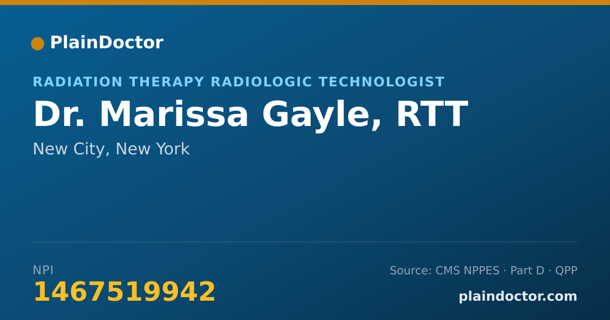 Shareable card for Marissa Gayle, RTT - Radiation Therapy Radiologic Technologist, New City, NY