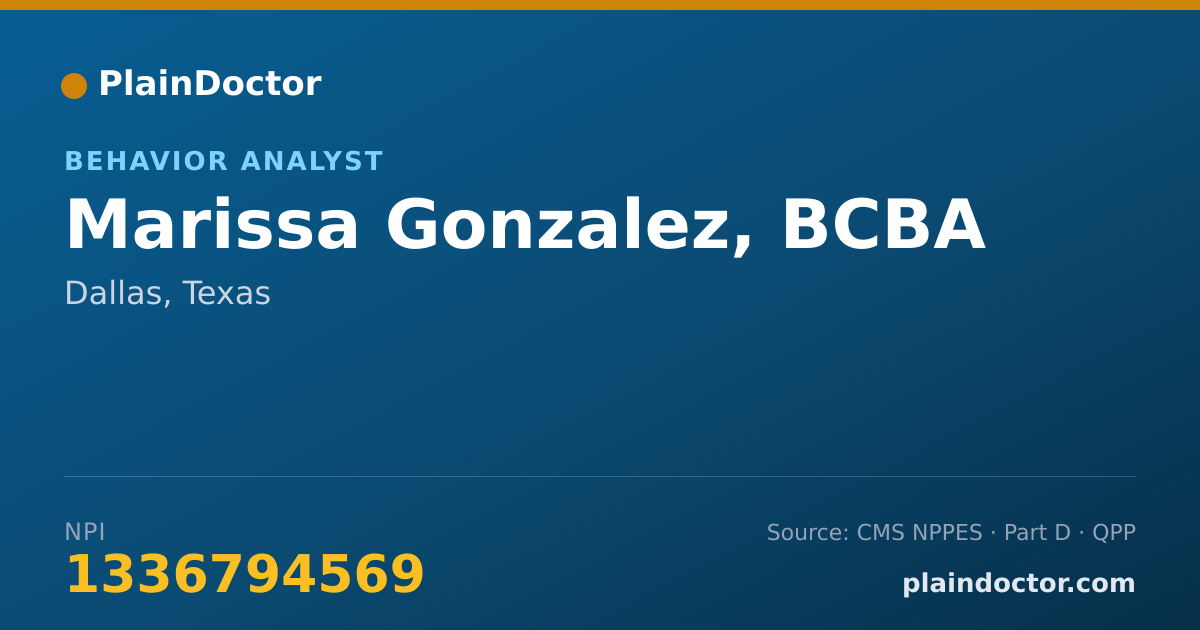 Shareable card for Marissa Gonzalez, BCBA - Behavior Analyst, Dallas, TX