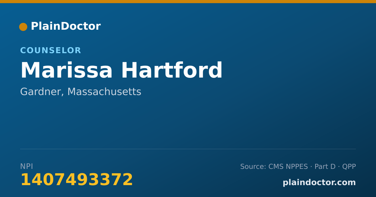 Shareable card for Marissa Hartford - Counselor, Gardner, MA
