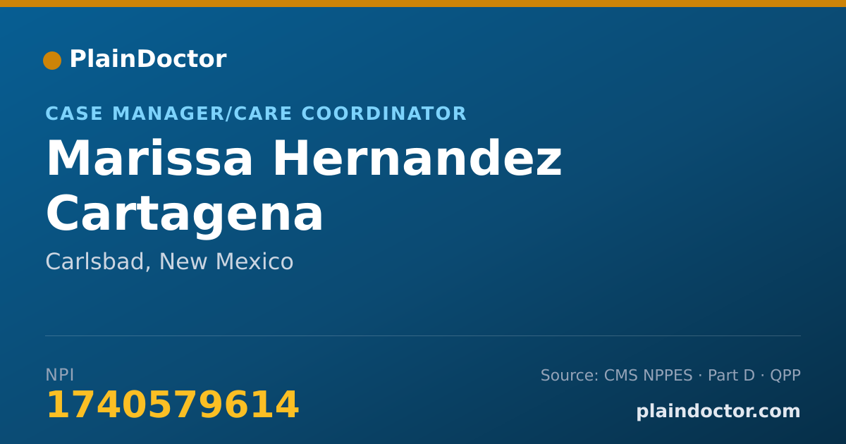 Shareable card for Marissa Hernandez Cartagena - Case Manager/Care Coordinator, Carlsbad, NM