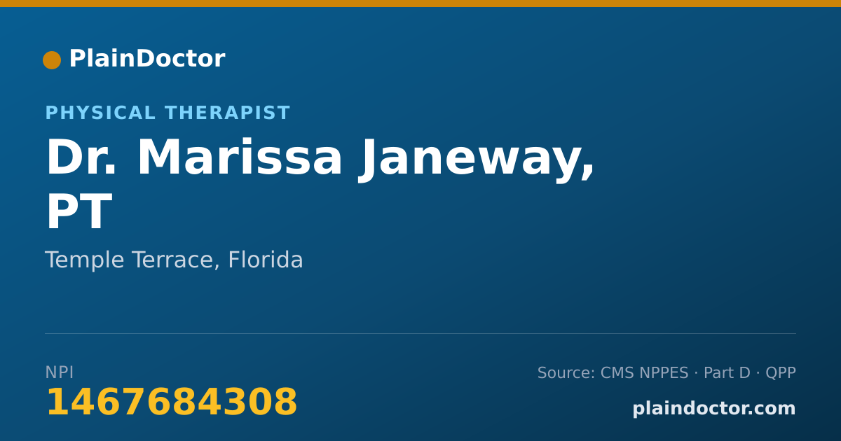 Shareable card for Marissa Janeway, PT - Physical Therapist, Temple Terrace, FL