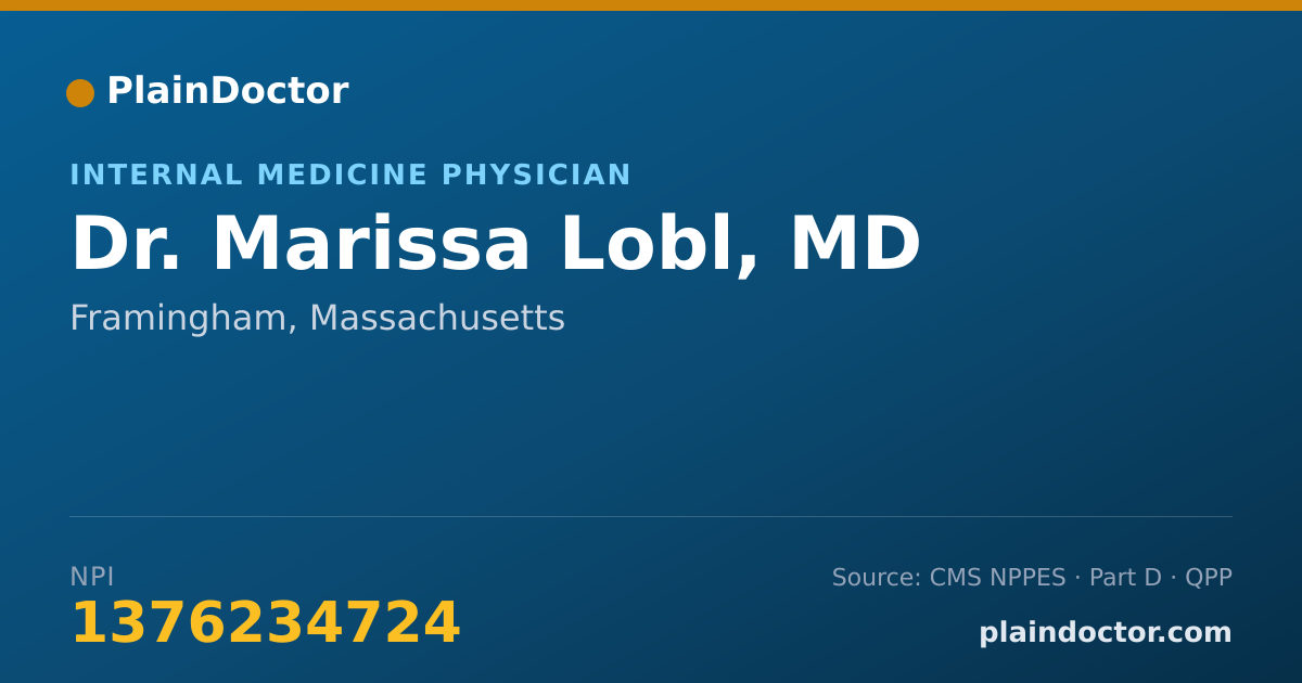 Shareable card for Marissa Lobl, MD - Internal Medicine Physician, Framingham, MA