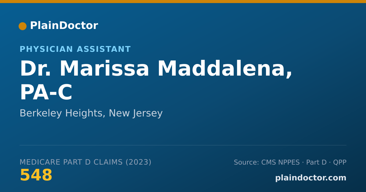 Shareable card for Marissa Maddalena, PA-C - Physician Assistant, Berkeley Heights, NJ