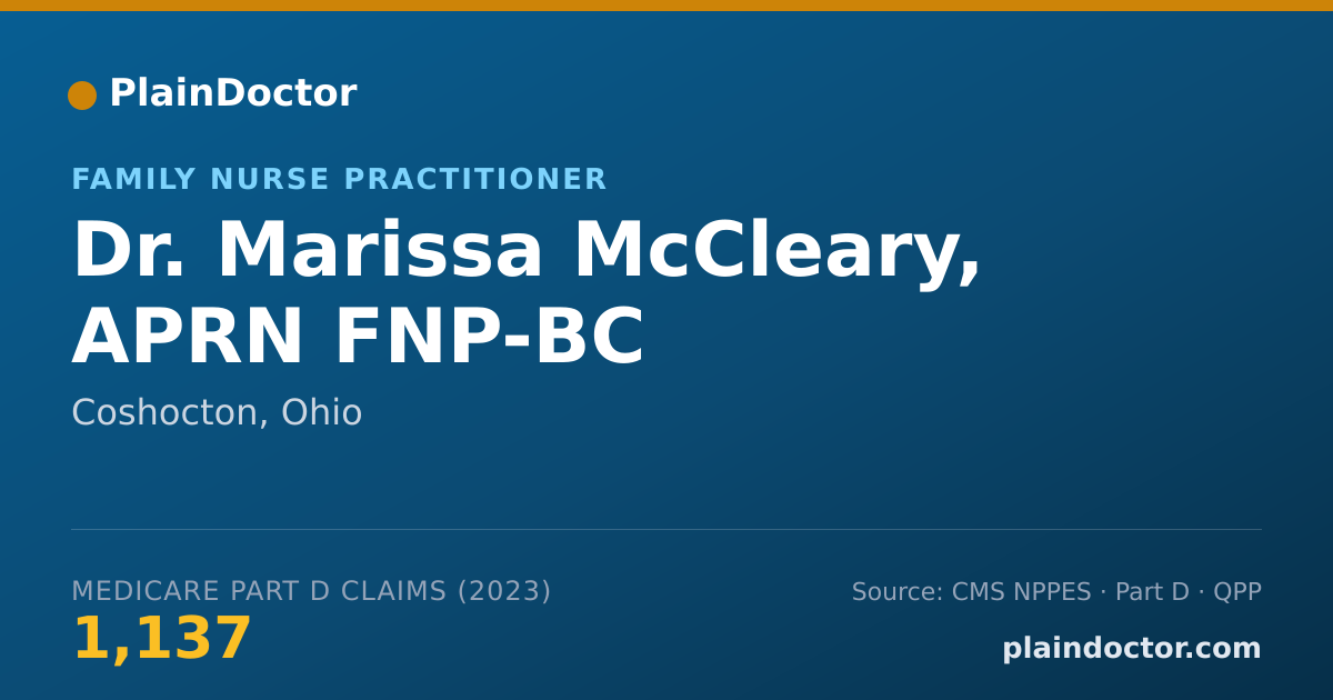 Shareable card for Marissa McCleary, APRN FNP-BC - Family Nurse Practitioner, Coshocton, OH