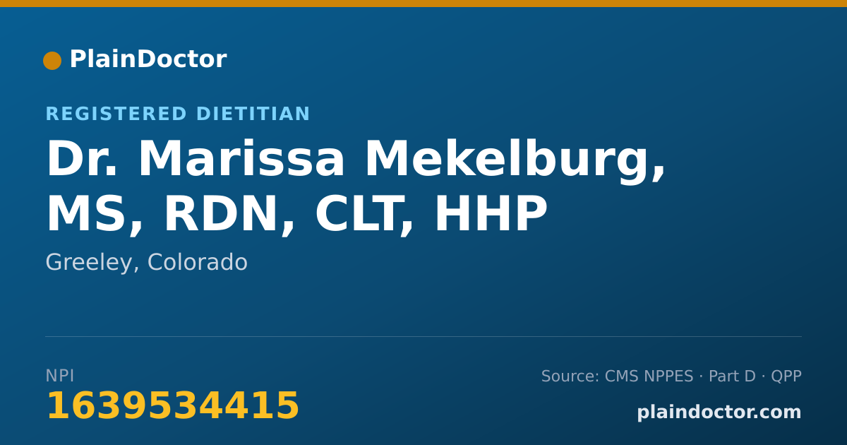 Shareable card for Marissa Mekelburg, MS, RDN, CLT, HHP - Registered Dietitian, Greeley, CO