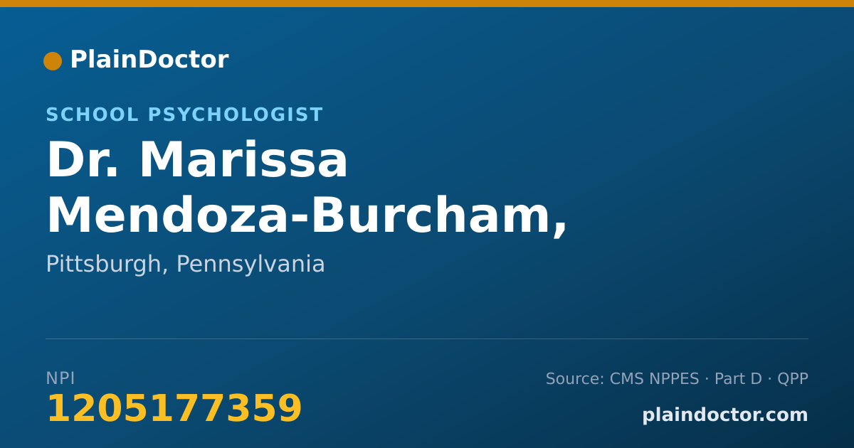 Shareable card for Marissa Mendoza-Burcham, PH.D., N.C.S.P. - School Psychologist, Pittsburgh, PA
