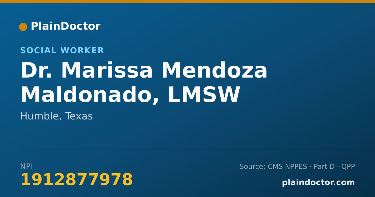 Shareable card for Marissa Mendoza Maldonado, LMSW - Social Worker, Humble, TX