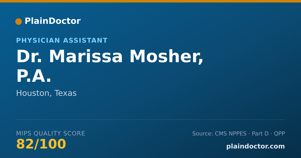 Shareable card for Marissa Mosher, P.A. - Physician Assistant, Houston, TX