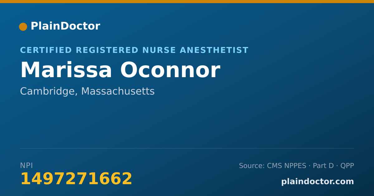 Shareable card for Marissa Oconnor - Certified Registered Nurse Anesthetist, Cambridge, MA