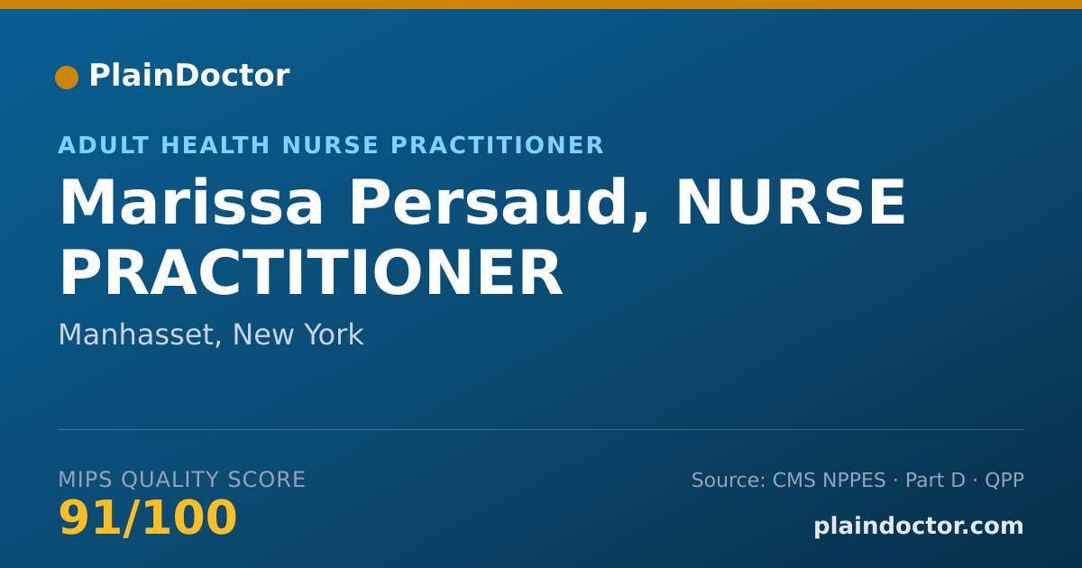 Shareable card for Marissa Persaud, NURSE PRACTITIONER - Adult Health Nurse Practitioner, Manhasset, NY