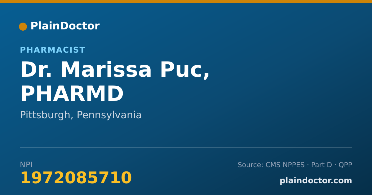 Shareable card for Marissa Puc, PHARMD - Pharmacist, Pittsburgh, PA