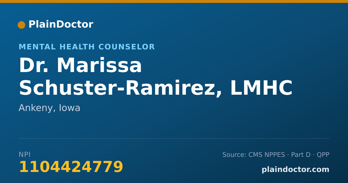 Shareable card for Marissa Schuster-Ramirez, LMHC - Mental Health Counselor, Ankeny, IA