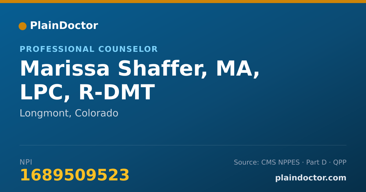 Shareable card for Marissa Shaffer, MA, LPC, R-DMT - Professional Counselor, Longmont, CO