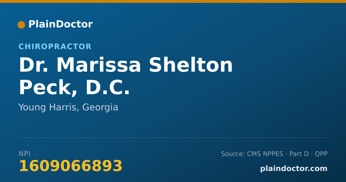 Shareable card for Marissa Shelton Peck, D.C. - Chiropractor, Young Harris, GA