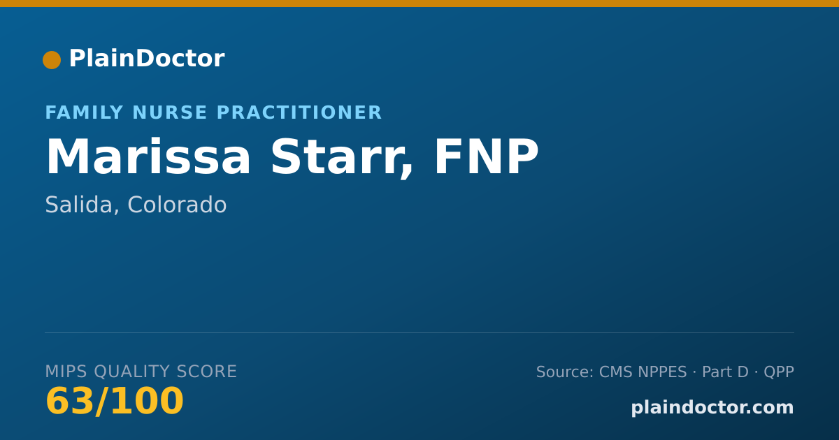 Shareable card for Marissa Starr, FNP - Family Nurse Practitioner, Salida, CO