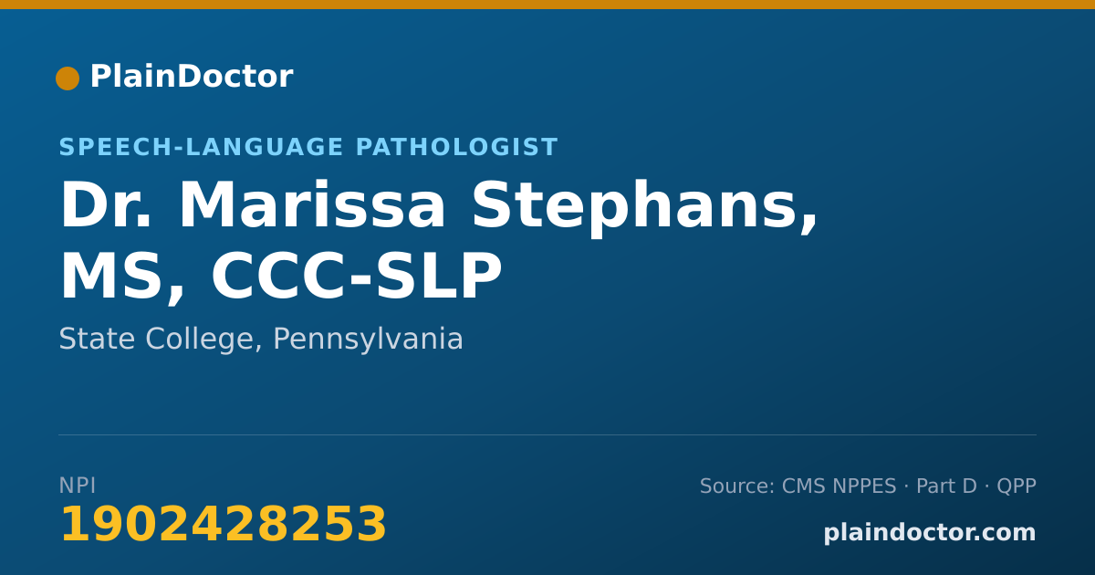 Shareable card for Marissa Stephans, MS, CCC-SLP - Speech-Language Pathologist, State College, PA