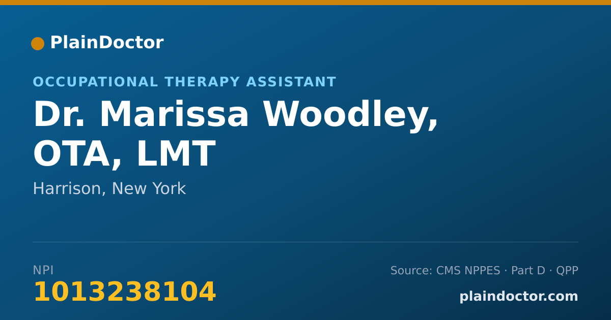 Shareable card for Marissa Woodley, OTA, LMT - Occupational Therapy Assistant, Harrison, NY