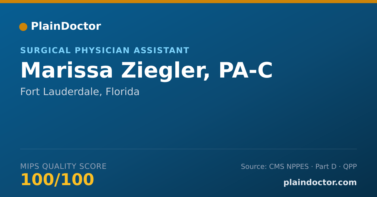 Shareable card for Marissa Ziegler, PA-C - Surgical Physician Assistant, Fort Lauderdale, FL