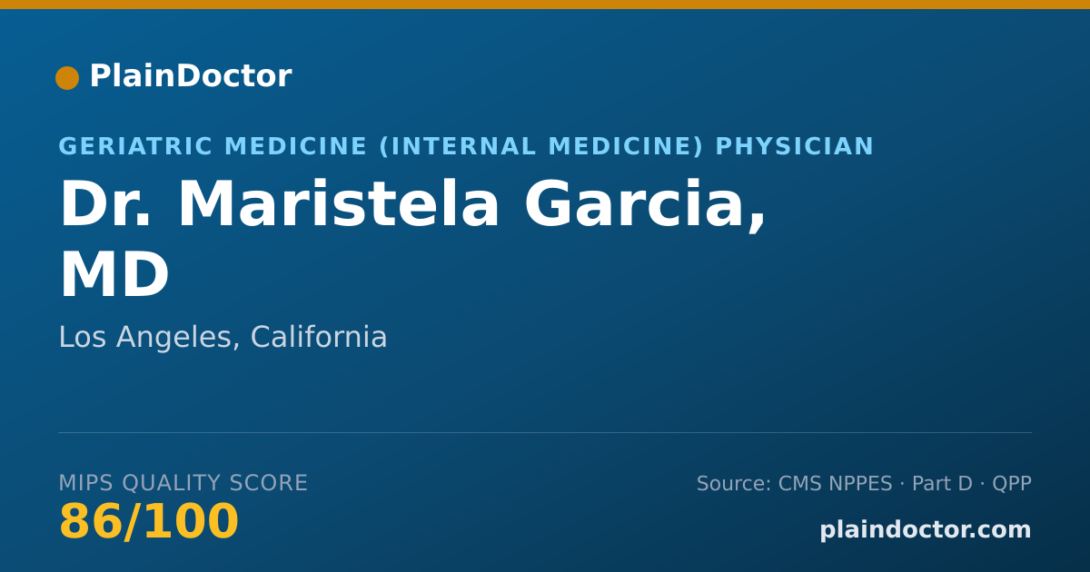 Shareable card for Maristela Garcia, MD - Geriatric Medicine (Internal Medicine) Physician, Los Angeles, CA