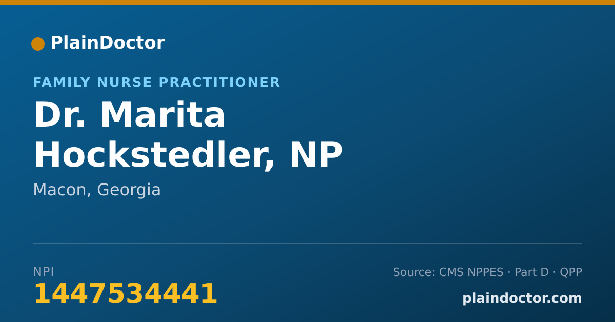 Shareable card for Marita Hockstedler, NP - Family Nurse Practitioner, Macon, GA