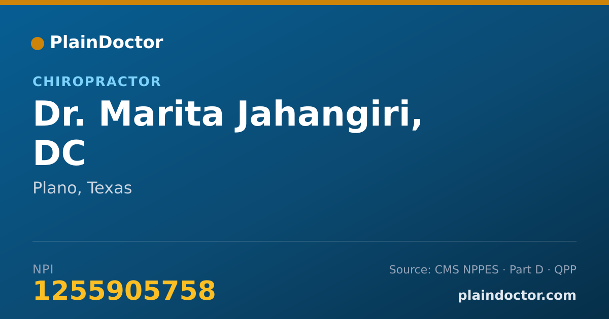 Shareable card for Marita Jahangiri, DC - Chiropractor, Plano, TX