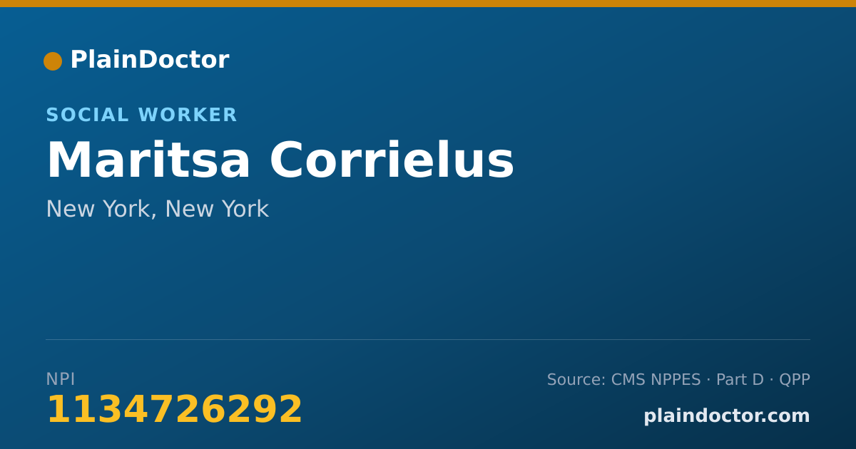 Shareable card for Maritsa Corrielus - Social Worker, New York, NY