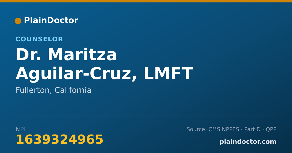 Shareable card for Maritza Aguilar-Cruz, LMFT - Counselor, Fullerton, CA