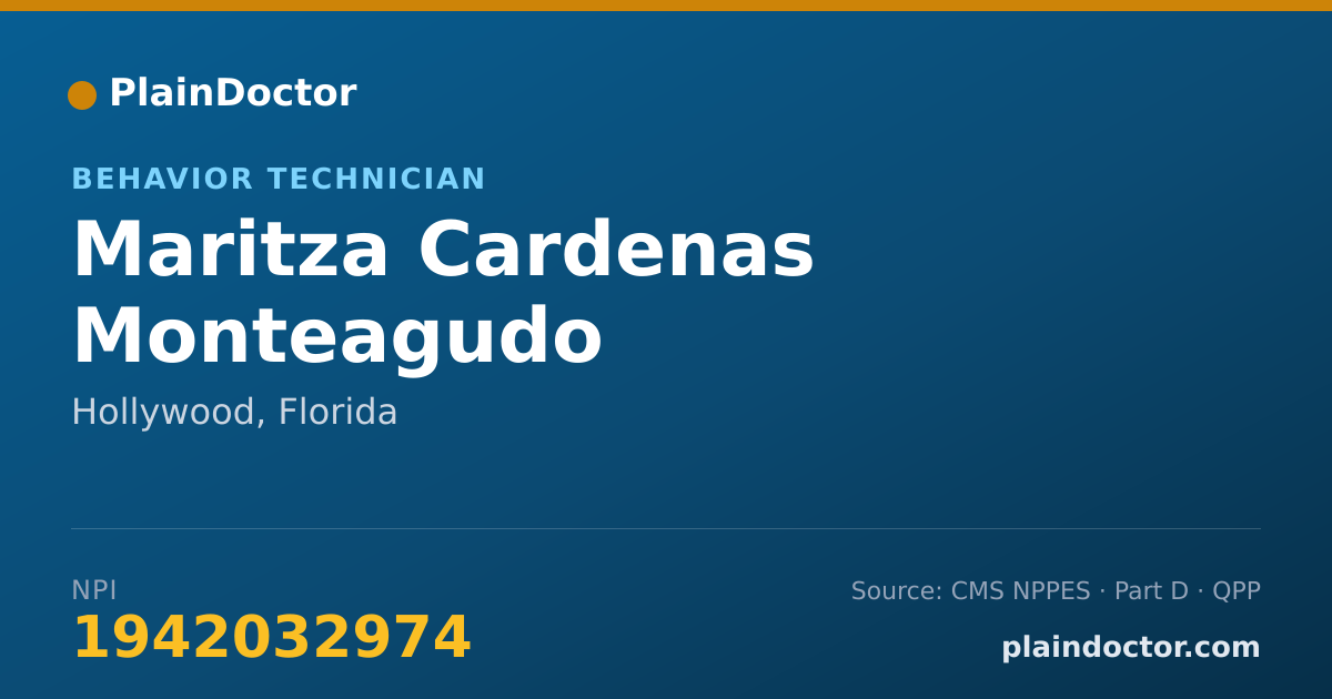 Shareable card for Maritza Cardenas Monteagudo - Behavior Technician, Hollywood, FL