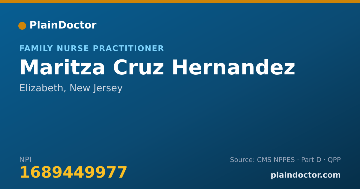 Shareable card for Maritza Cruz Hernandez - Family Nurse Practitioner, Elizabeth, NJ