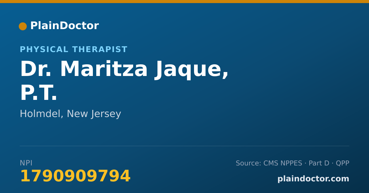 Shareable card for Maritza Jaque, P.T. - Physical Therapist, Holmdel, NJ