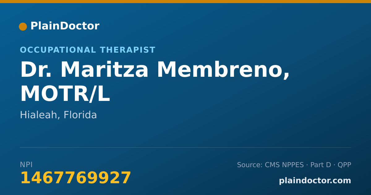 Shareable card for Maritza Membreno, MOTR/L - Occupational Therapist, Hialeah, FL