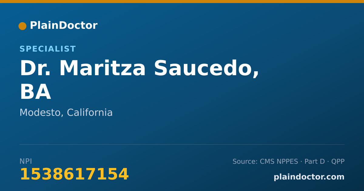 Shareable card for Maritza Saucedo, BA - Specialist, Modesto, CA