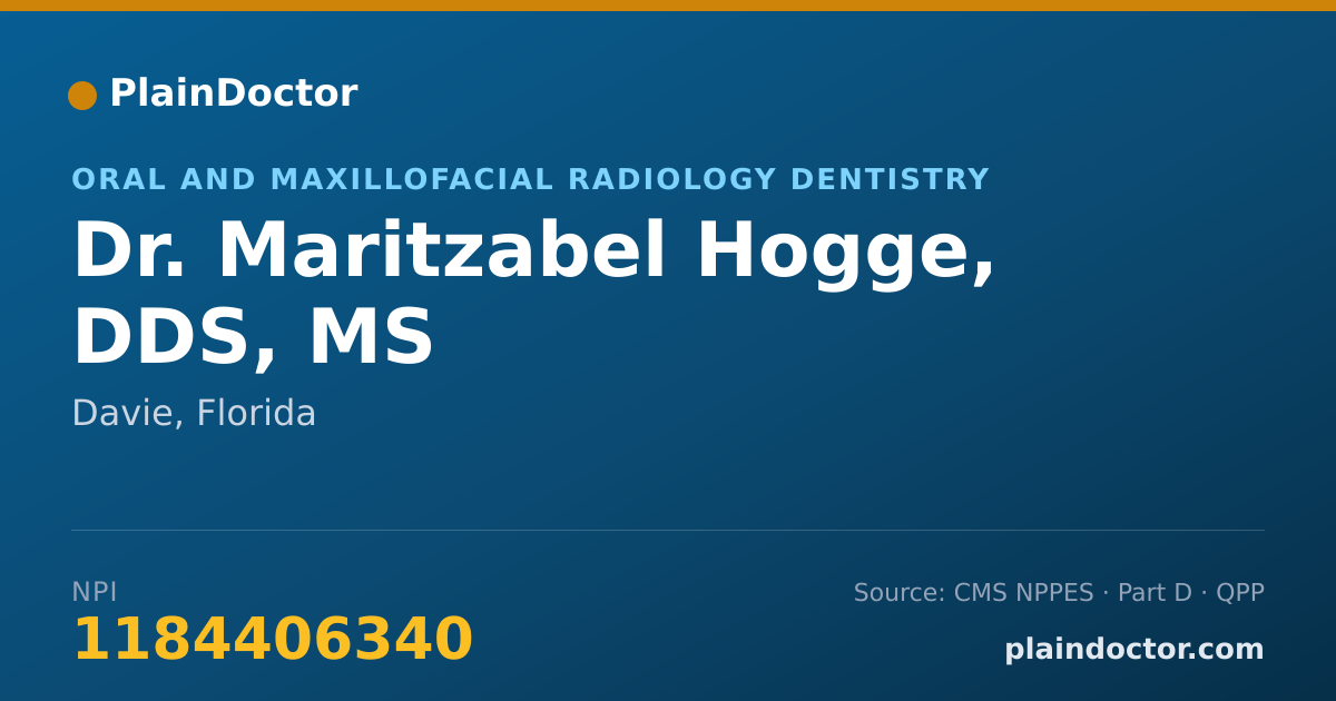 Shareable card for Maritzabel Hogge, DDS, MS - Oral and Maxillofacial Radiology Dentistry, Davie, FL