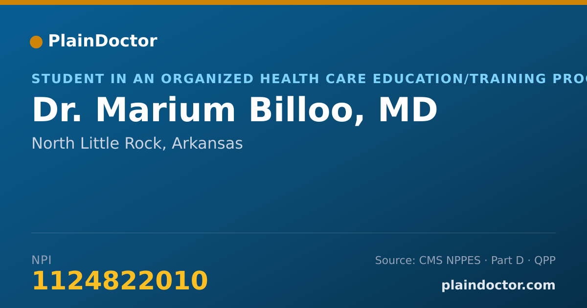 Shareable card for Marium Billoo, MD - Student in an Organized Health Care Education/Training Program, North Little Rock, AR
