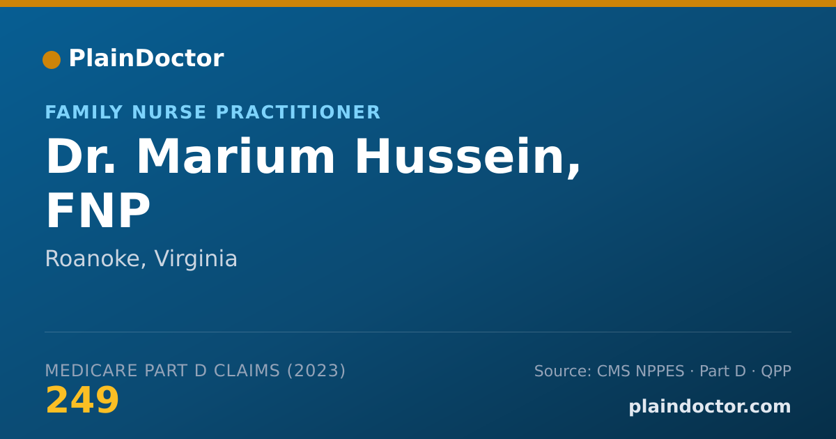 Shareable card for Marium Hussein, FNP - Family Nurse Practitioner, Roanoke, VA