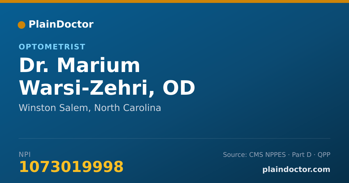 Shareable card for Marium Warsi-Zehri, OD - Optometrist, Winston Salem, NC