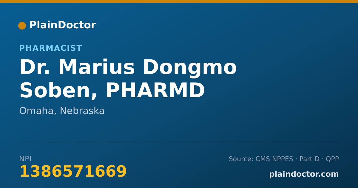 Shareable card for Marius Dongmo Soben, PHARMD - Pharmacist, Omaha, NE