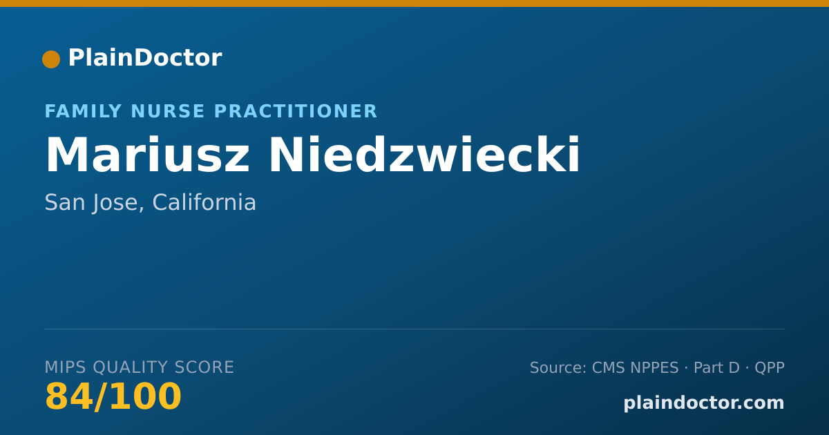 Shareable card for Mariusz Niedzwiecki - Family Nurse Practitioner, San Jose, CA