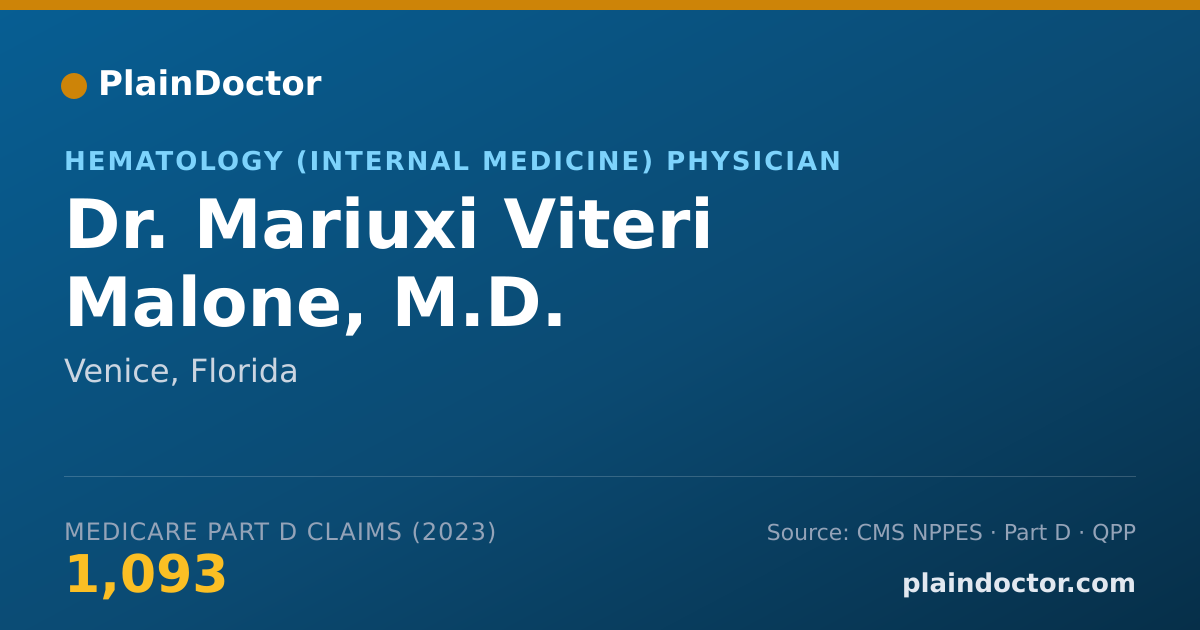 Shareable card for Mariuxi Viteri Malone, M.D. - Hematology (Internal Medicine) Physician, Venice, FL