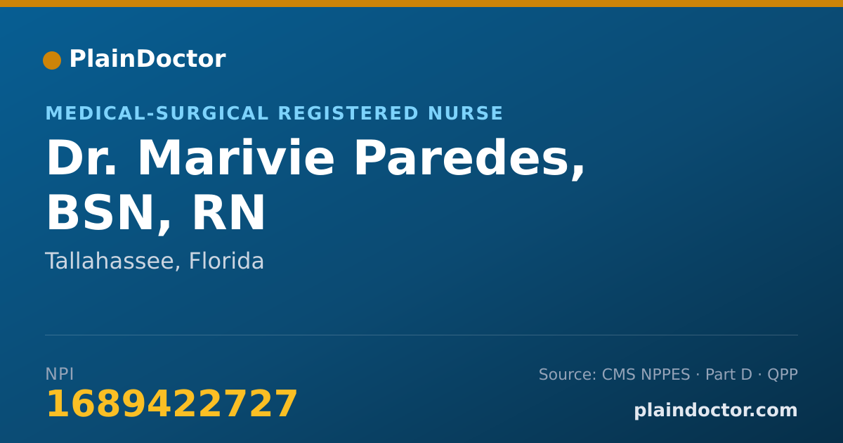 Shareable card for Marivie Paredes, BSN, RN - Medical-Surgical Registered Nurse, Tallahassee, FL