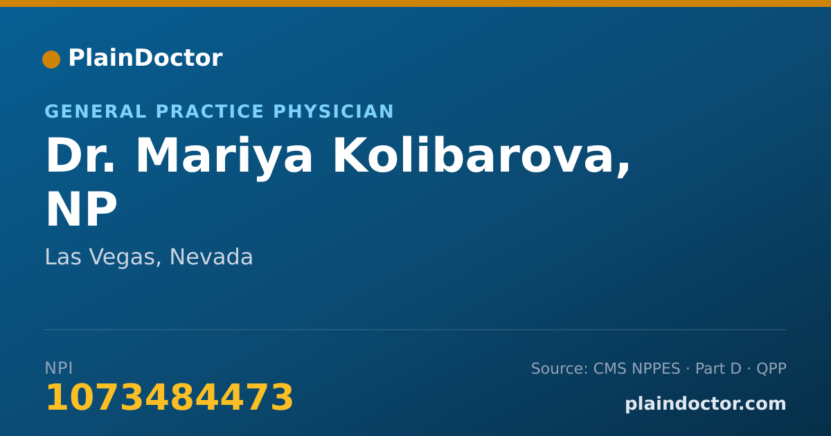 Shareable card for Mariya Kolibarova, NP - General Practice Physician, Las Vegas, NV