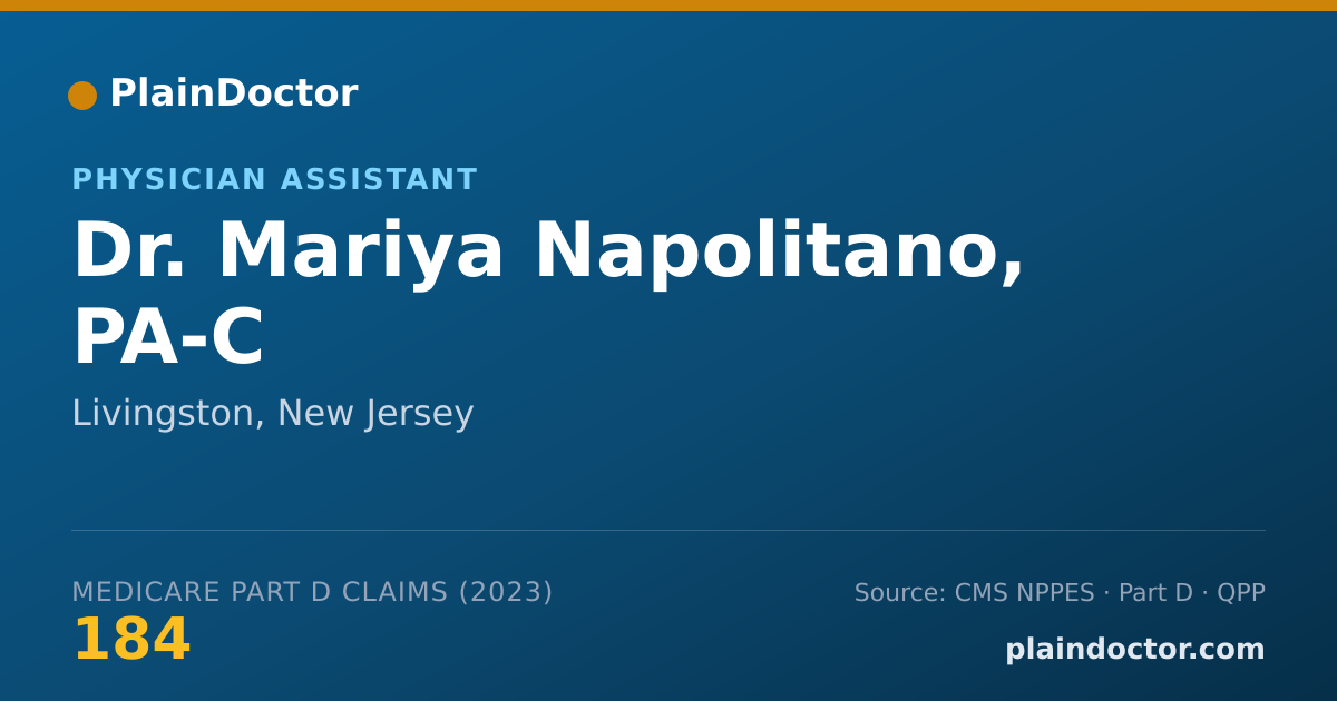 Shareable card for Mariya Napolitano, PA-C - Physician Assistant, Livingston, NJ