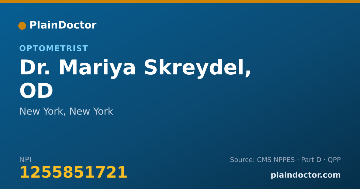 Shareable card for Mariya Skreydel, OD - Optometrist, New York, NY
