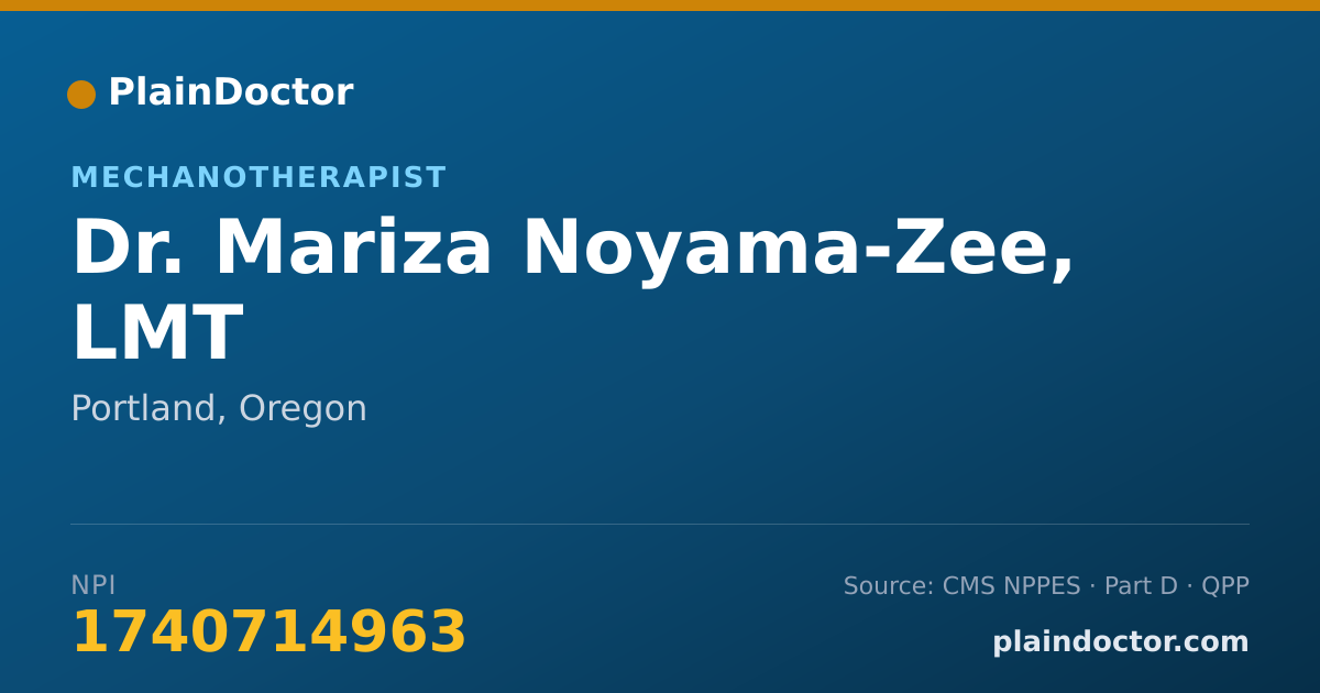 Shareable card for Mariza Noyama-Zee, LMT - Mechanotherapist, Portland, OR