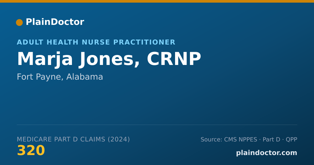 Shareable card for Marja Jones, CRNP - Adult Health Nurse Practitioner, Fort Payne, AL