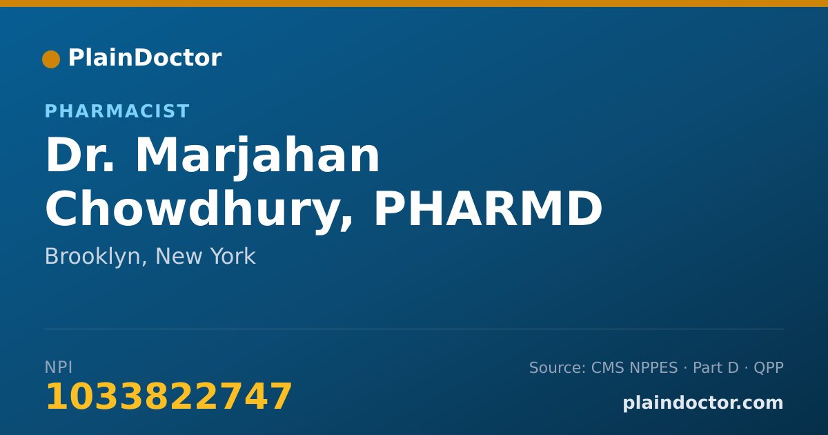 Shareable card for Marjahan Chowdhury, PHARMD - Pharmacist, Brooklyn, NY
