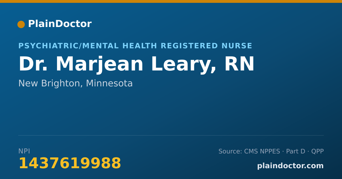 Shareable card for Marjean Leary, RN - Psychiatric/Mental Health Registered Nurse, New Brighton, MN