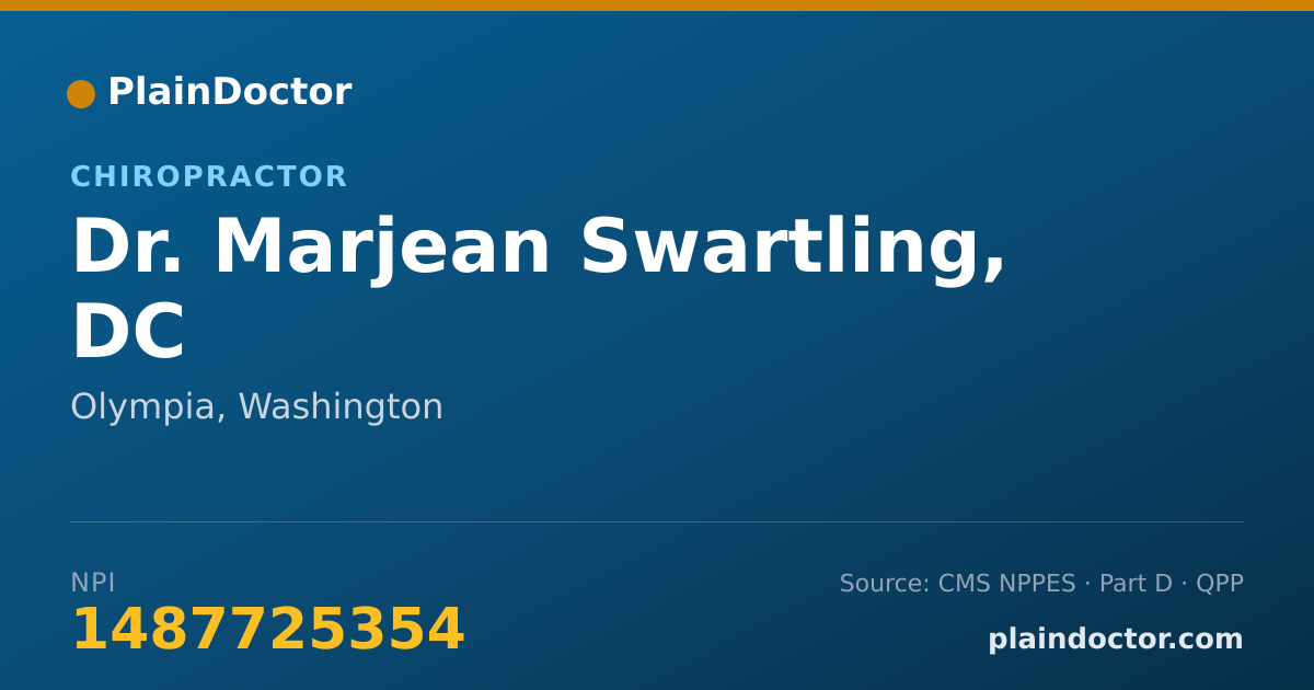 Shareable card for Marjean Swartling, DC - Chiropractor, Olympia, WA