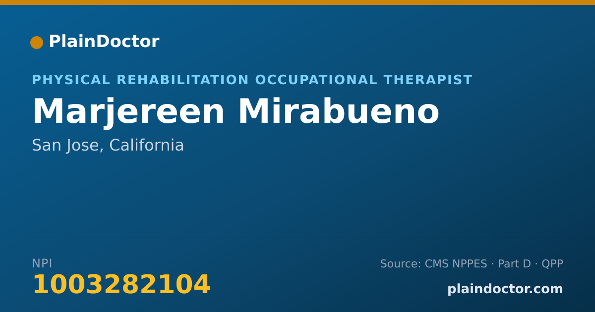 Shareable card for Marjereen Mirabueno - Physical Rehabilitation Occupational Therapist, San Jose, CA