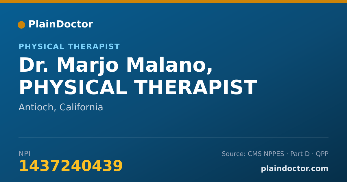 Shareable card for Marjo Malano, PHYSICAL THERAPIST - Physical Therapist, Antioch, CA